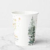 冬の森金ゴールドベビーシャワー外は寒い 紙コップ (左)