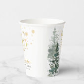 冬の森金ゴールドベビーシャワー外は寒い 紙コップ (右)