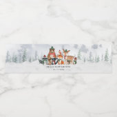 冬の森霜の降りた林の動物の赤ちゃんシャワー ペットボトルラベル (シングルラベル)