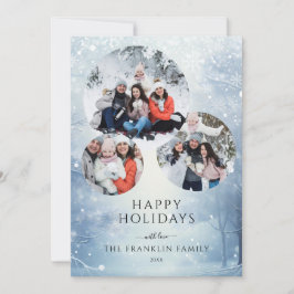 冬の森3フォトコラージクリスマス シーズンカード