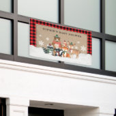 冬の森（き）の動物たち、ベビーシャワー歓迎パーティー 横断幕 (ビルの外側)