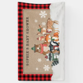 冬の森（き）の動物たち、ベビーシャワー歓迎パーティー 横断幕 (縦)