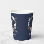 冬の森（き）林（りゅう）動物の赤ん坊シャワーブルー 紙コップ (右)