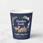 冬の森（き）林（りゅう）動物の赤ん坊シャワーブルー 紙コップ (正面)