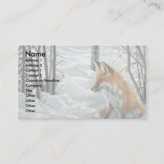 冬の森、キツネ 名刺 (正面)