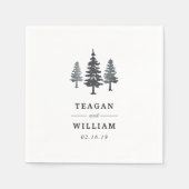 冬の森 |パーソナライズされた結婚s スタンダードカクテルナプキン (正面)