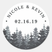 冬の森 |パーソナライズされた結婚s ラウンドシール (正面)