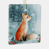 冬の森、フォックス、ログキャビンセラミックオーナメント セラミックオーナメント (右)