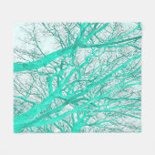 冬の森（ミントグリーン） フリースブランケット (正面(横))