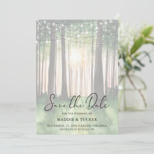 冬の森 |ライツ素朴フォト日付を保存 セーブザデート (スタンド正面)