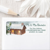 冬の森、ログキャビン差出人住所 ラベル (インサイチュ)