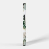 冬の森: 手描きのグリーンブラー iPhoneケース (右側面)