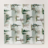 冬の森：手描き緑ぼやけ ジグソーパズル (横)