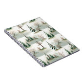 冬の森:手描き緑ぼやけ ノートブック (右側)