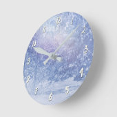 冬の森 松の木 雪の結晶 雪の森 ラウンド壁時計 (傾斜)