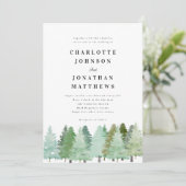 冬の森 水彩 松の木 招待状 (スタンド正面)
