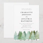 冬の森 水彩 松の木 招待状 (正面/裏面)