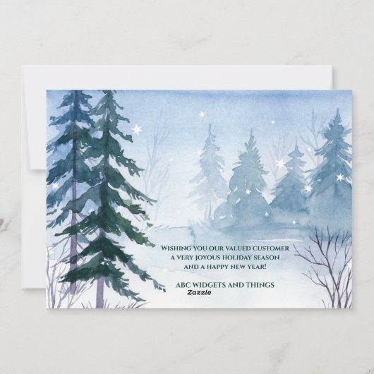 冬の森 赤いトラック 犬 ビジネス 企業 シーズンカード (裏面)