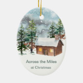 冬の森、鹿、ログキャビンセラミックオーナメント セラミックオーナメント (裏面)