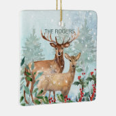 冬の森、鹿、我々の新しい家庭用セラミックオーナメント セラミックオーナメント (右)