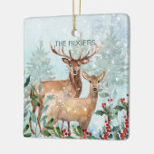 冬の森、鹿、我々の新しい家庭用セラミックオーナメント セラミックオーナメント (左)