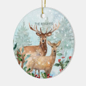 冬の森、鹿、我々の新しい家庭用セラミックオーナメント セラミックオーナメント (左)
