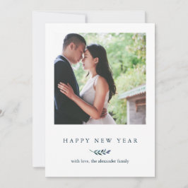 冬の植物とストライプおめでとうの写真 シーズンカード