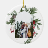 冬の植物のフレームの写真白 セラミックオーナメント (裏面)