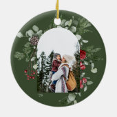 冬の植物のフレームグリーンフォト セラミックオーナメント (裏面)
