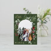 冬の植物のフレームフォトグリーン 箔シーズンポストカード (立ち正面)