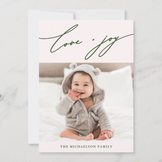 冬の植物の愛と喜びのスクリプトの写真 シーズンカード (正面)