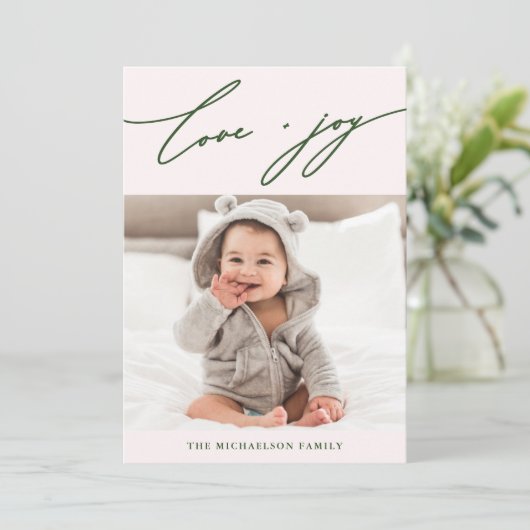 冬の植物の愛と喜びのスクリプトの写真 シーズンカード (スタンド正面)