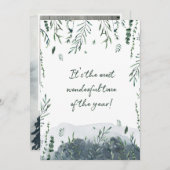 冬の植物の緑のクリスマスフォト シーズンカード (正面/裏面)