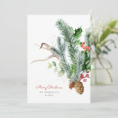 冬の植物の緑のフォトフラット シーズンカード (スタンド正面)