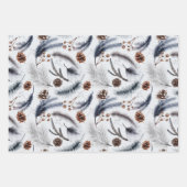 冬の植物の葉のクリスマス ラッピングペーパーシート (正面2)