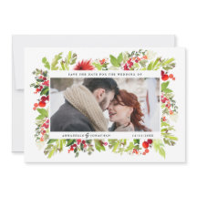 冬の植物の葉の赤い水彩写真