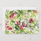 冬の植物の葉の赤い水彩写真 セーブザデート (裏面)