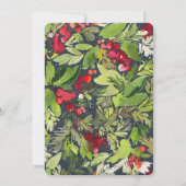 冬の植物の葉の赤い緑の救色 セーブザデート (裏面)