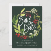 冬の植物の葉の赤い緑の救色 セーブザデート (正面)