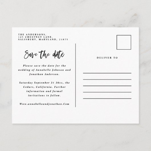 冬の植物の葉の赤い緑の救色 案内ポストカード (裏面)