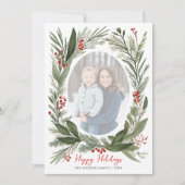 冬の植物の葉クリスマス 4 枚の写真 シーズンカード (正面)