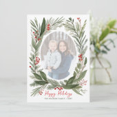 冬の植物の葉クリスマス 4 枚の写真 シーズンカード (スタンド正面)