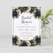 冬の植物の青|ウィンターホワイトブライダルシャワー 招待状 (スタンド正面)