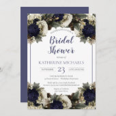 冬の植物の青|ウィンターホワイトブライダルシャワー 招待状 (正面/裏面)