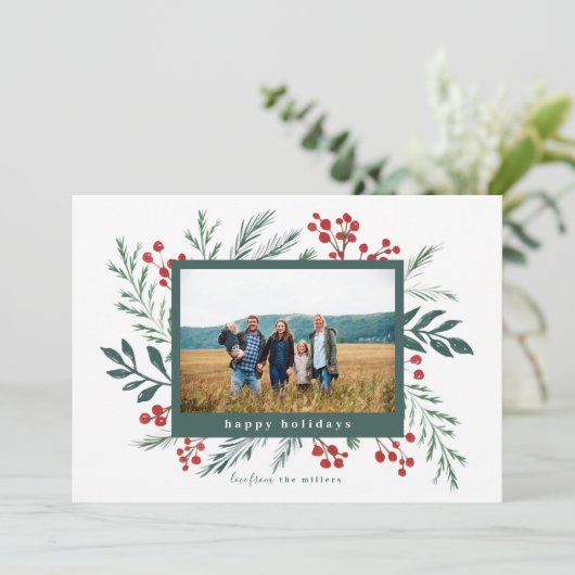 冬の植物クリスマスフォトグリーンの風景 シーズンカード (スタンド正面)