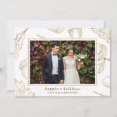 冬の植物ハッピーホリデーズフォト シーズンカード (正面)