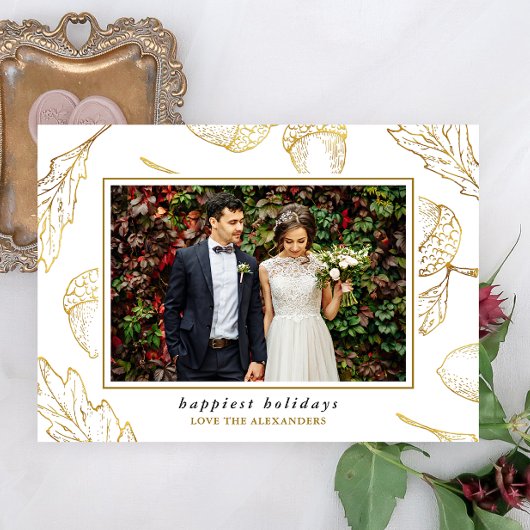 冬の植物ハッピーホリデーズフォト シーズンカード