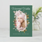 冬の植物バラとエバーグリーンの写真 シーズンカード (スタンド正面)