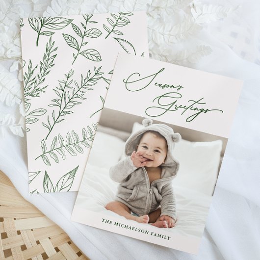 冬の植物ピンク・シーズンの挨拶の写真 シーズンカード