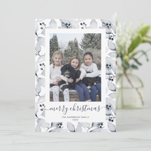 冬の植物フォトメリークリスマスカード シーズンカード (スタンド正面)